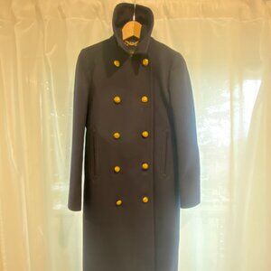 J Crew Long Tailored Pea Coat-Navy Blue Womens size 6